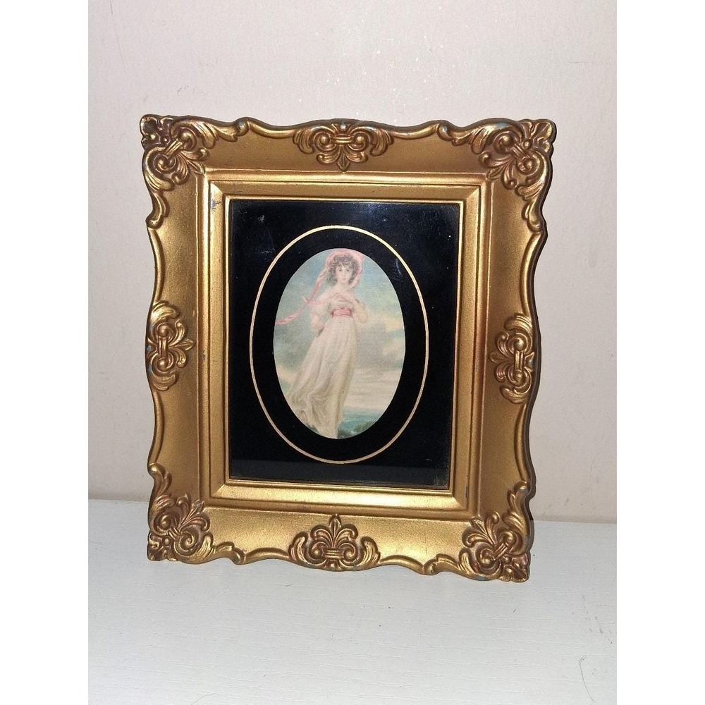 Vintage Lawrence USA Ornate Gold Picture Frame Victorian Style 7" x 6"